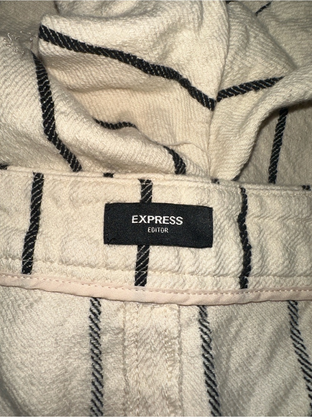 Women’s Cream Striped Casual Shorts - Picture 4 of 6